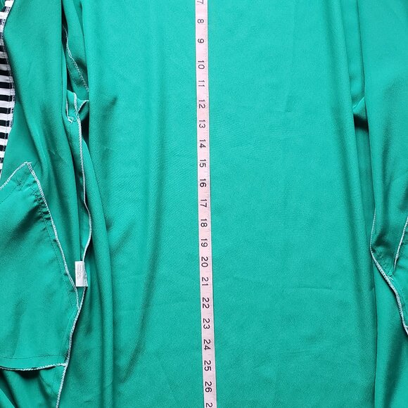 Lux Vintage PODIUM Paris Sheer Deep Green w Black + White Strip Trim Robe - Picture 12 of 12